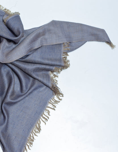 Dual Grey Handwoven Reversible Cashmere Pashmina Shawl