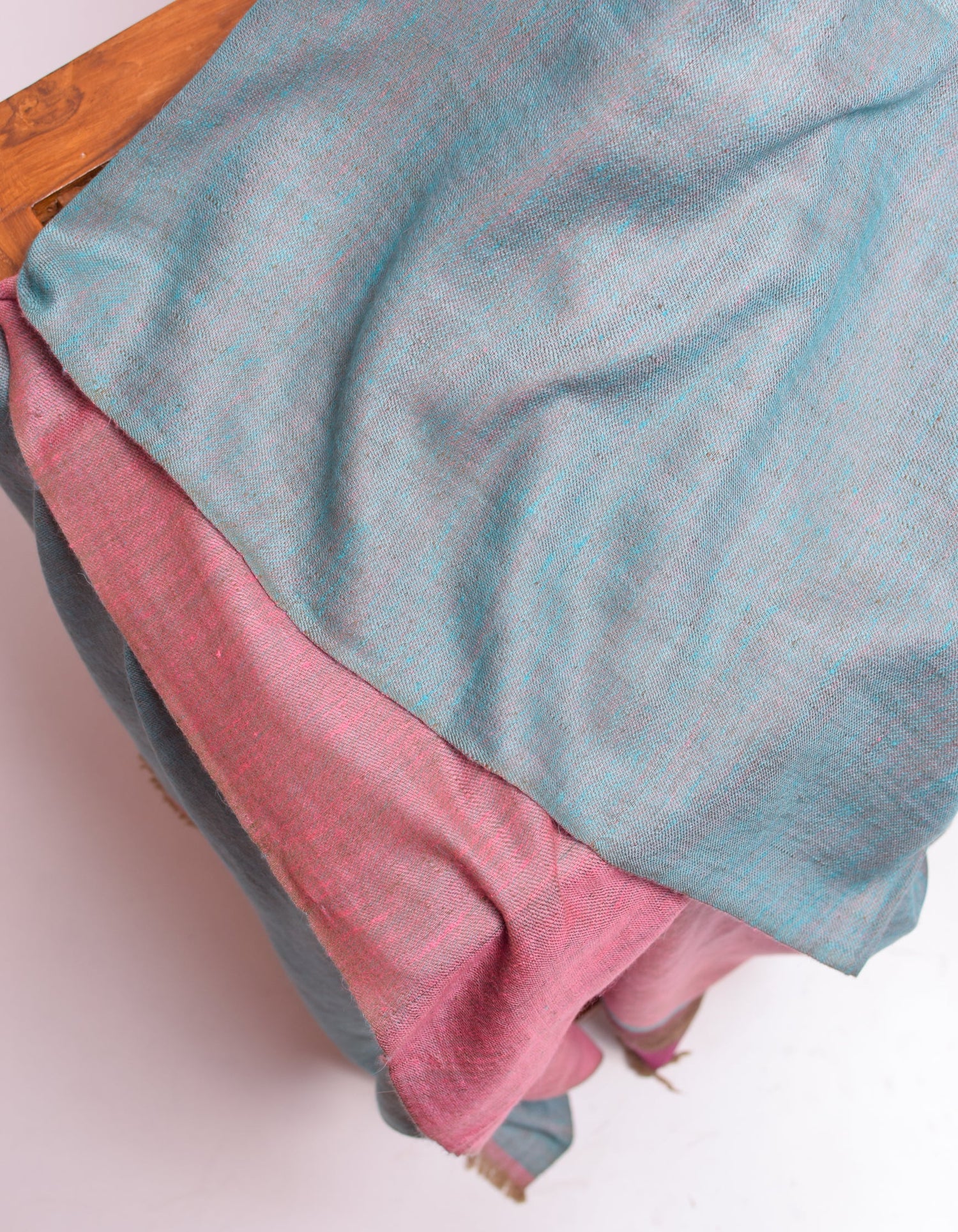 Aqua Rose Handwoven Reversible Cashmere Pashmina Shawl