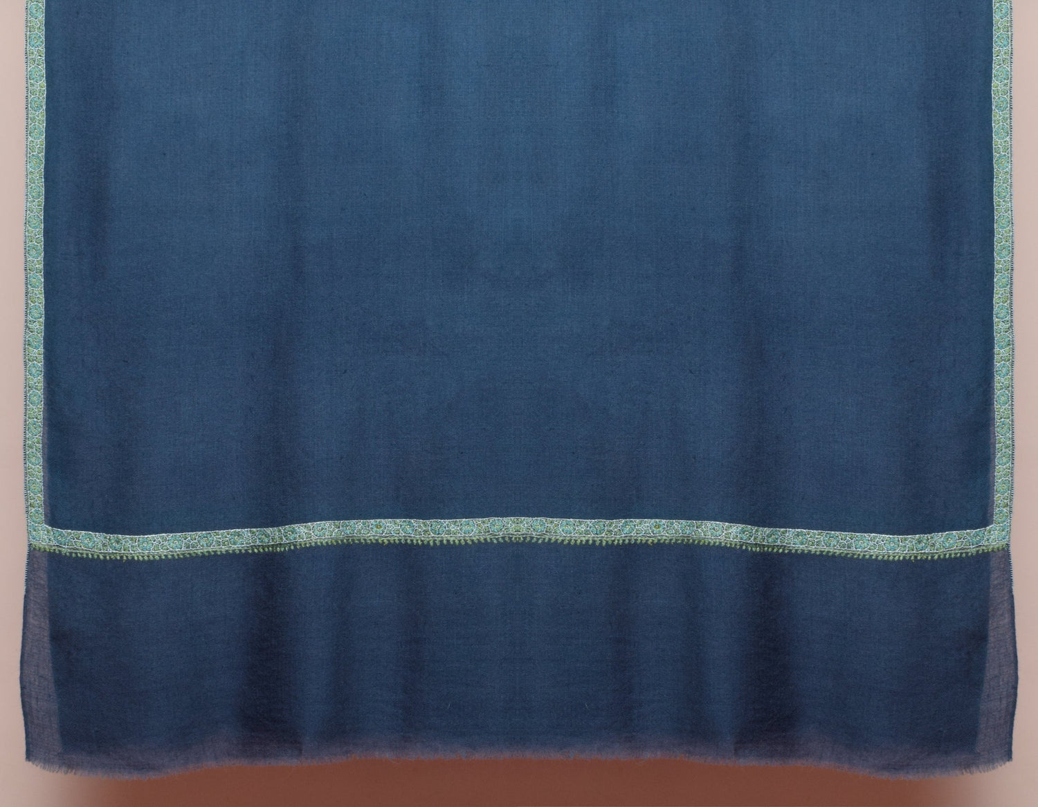 Dark Greyish-Blue Handwoven Sozni Embroidered Cashmere Pashmina Shawl