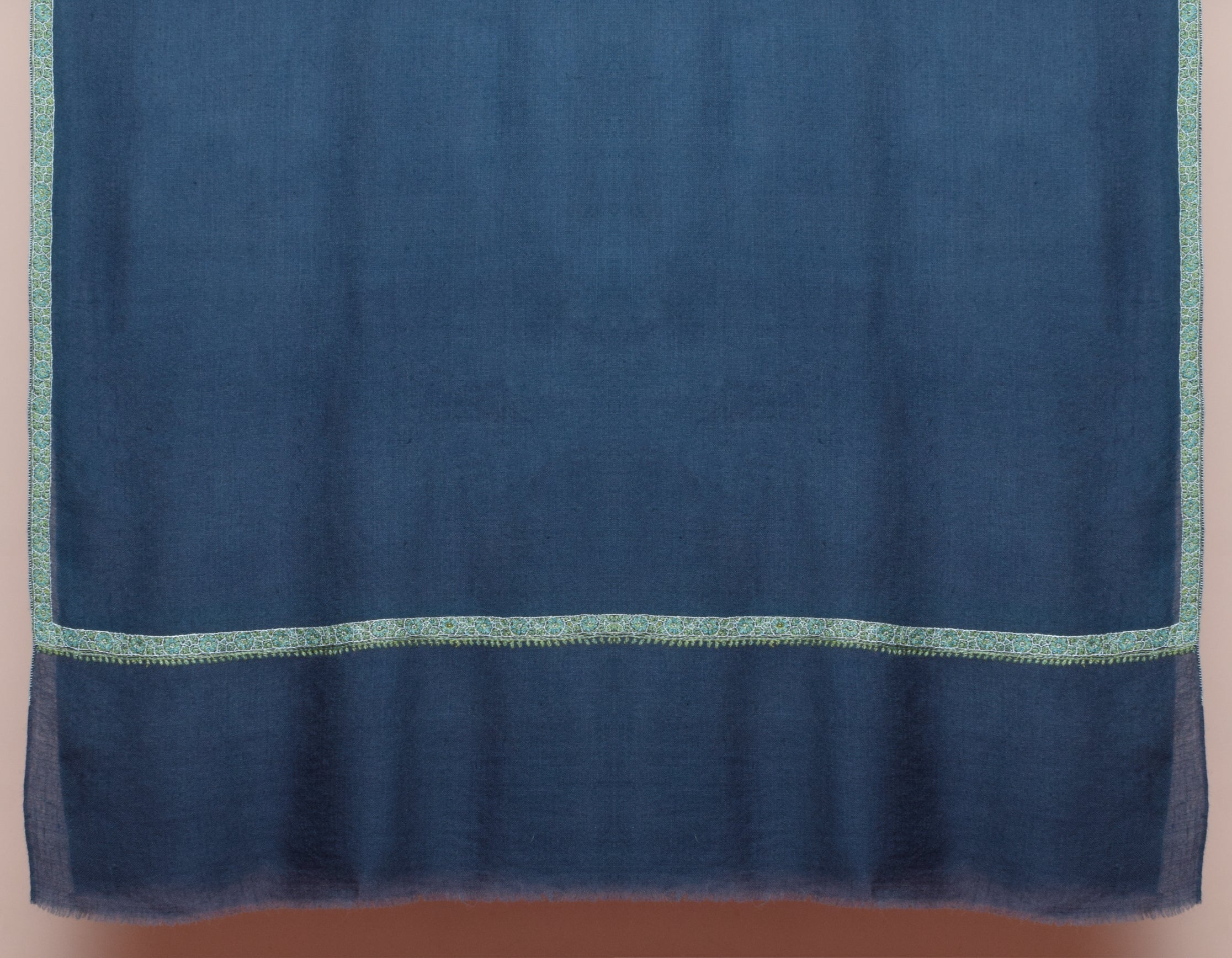 Dark Greyish-Blue Handwoven Sozni Embroidered Cashmere Pashmina Shawl