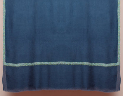 Dark Greyish-Blue Handwoven Sozni Embroidered Cashmere Pashmina Shawl