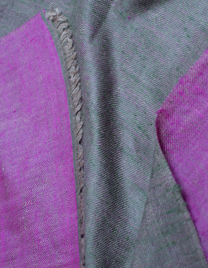 Khaki Saffron Handwoven Reversible Cashmere Pashmina Shawl - Kashmir Box