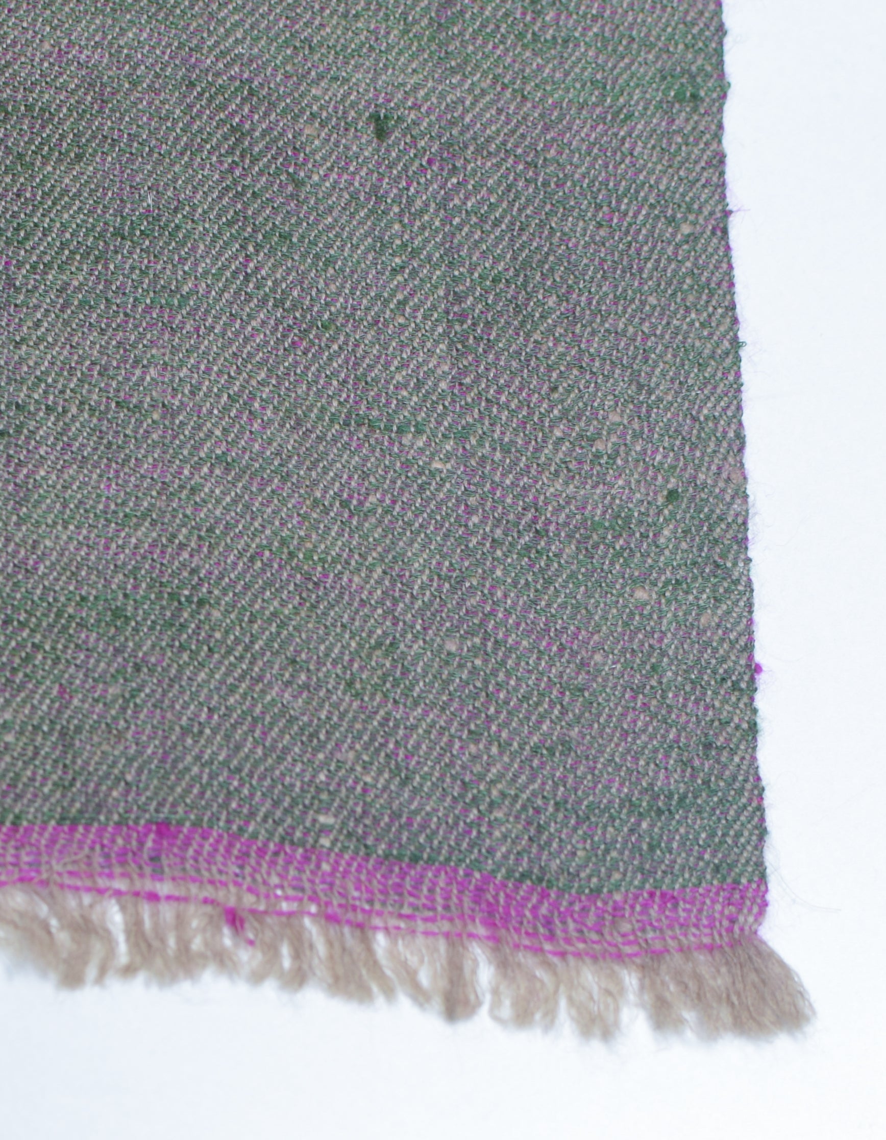 Khaki Saffron Handwoven Reversible Cashmere Pashmina Shawl - Kashmir Box
