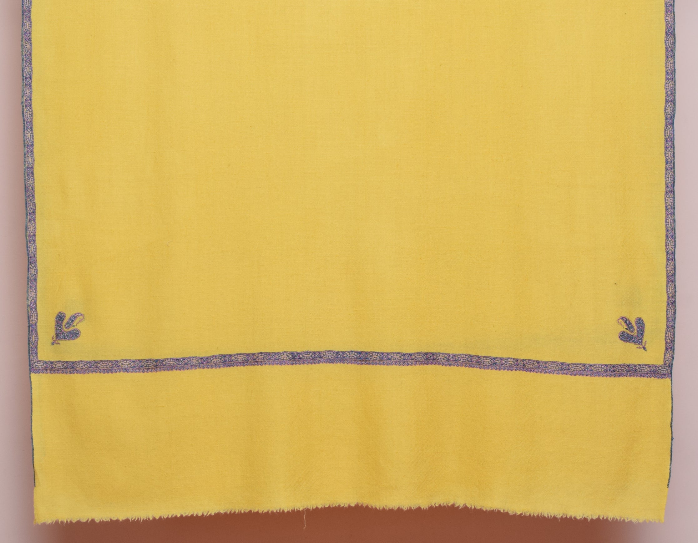 Sunshine Yellow Handwoven Sozni Embroidered Cashmere Pashmina Shawl - Kashmir Box