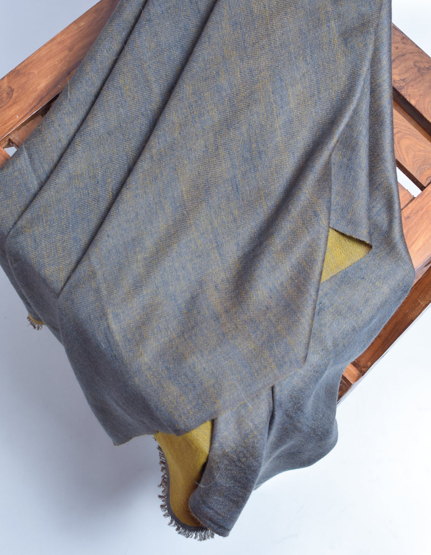 Citron Slate Handwoven Reversible Cashmere Pashmina Stole