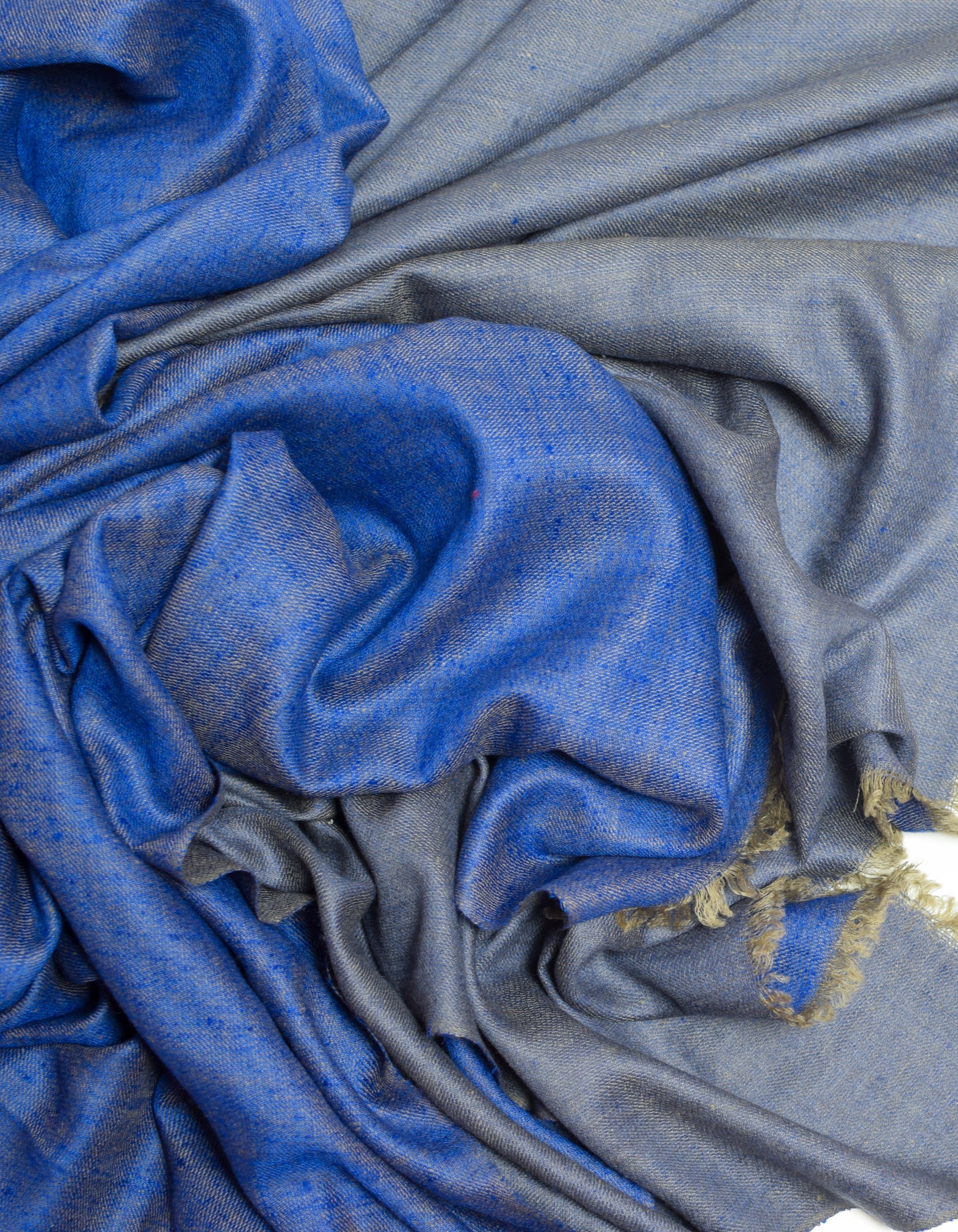 Dual Blue Handwoven Reversible Cashmere Pashmina Shawl - Kashmir Box