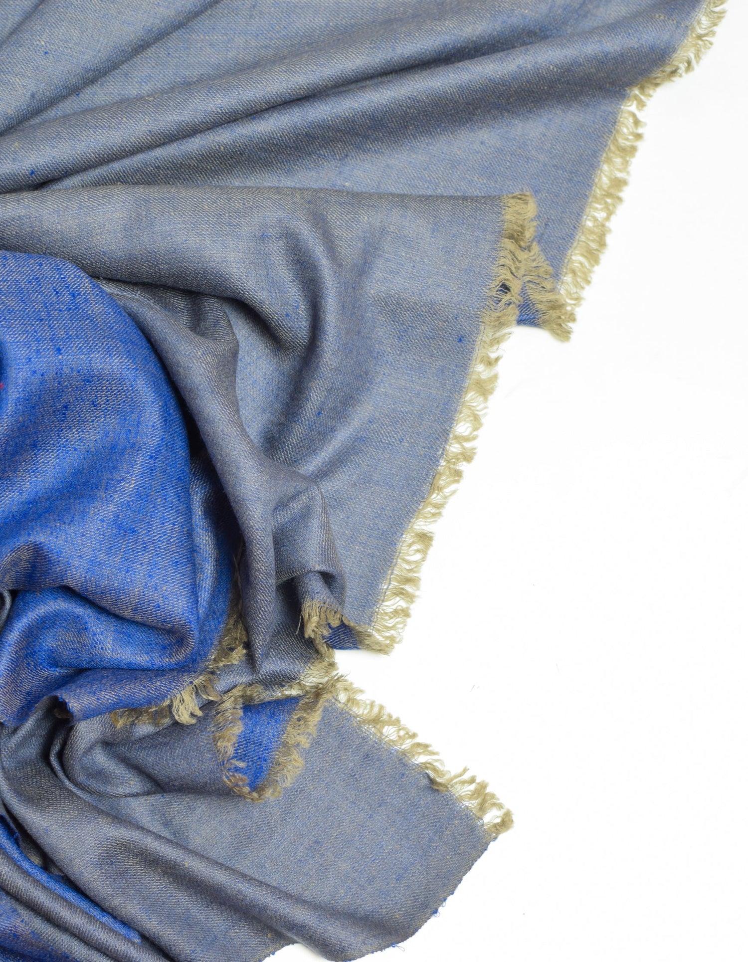Dual Blue Handwoven Reversible Cashmere Pashmina Shawl - Kashmir Box
