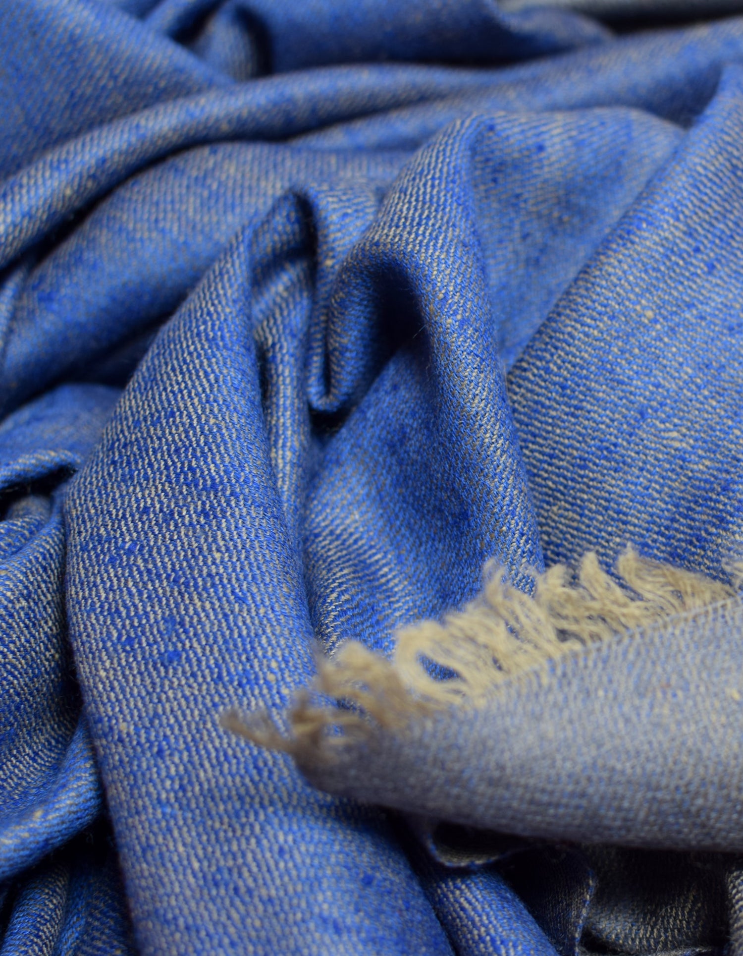 Dual Blue Handwoven Reversible Cashmere Pashmina Shawl - Kashmir Box