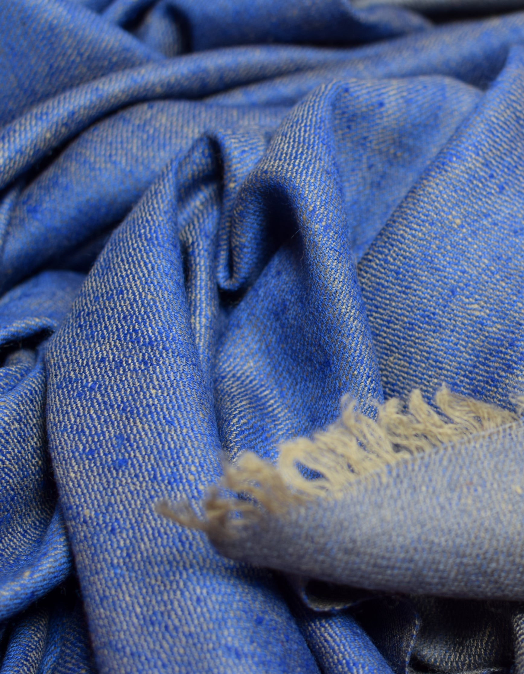 Dual Blue Handwoven Reversible Cashmere Pashmina Shawl