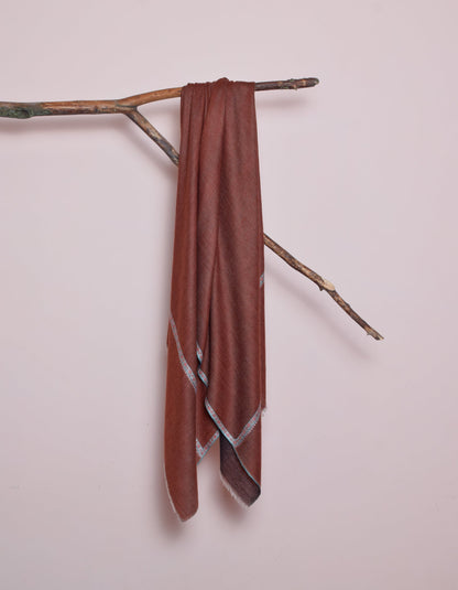 Redwood Brown Handwoven Sozni Embroidered Cashmere Pashmina Shawl - Kashmir Box