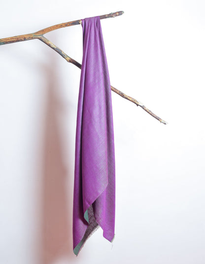 Khaki Saffron Handwoven Reversible Cashmere Pashmina Shawl - Kashmir Box