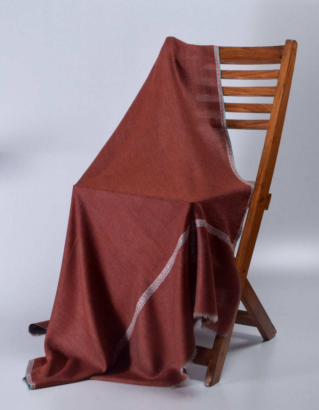 Redwood Brown Handwoven Sozni Embroidered Cashmere Pashmina Shawl - Kashmir Box