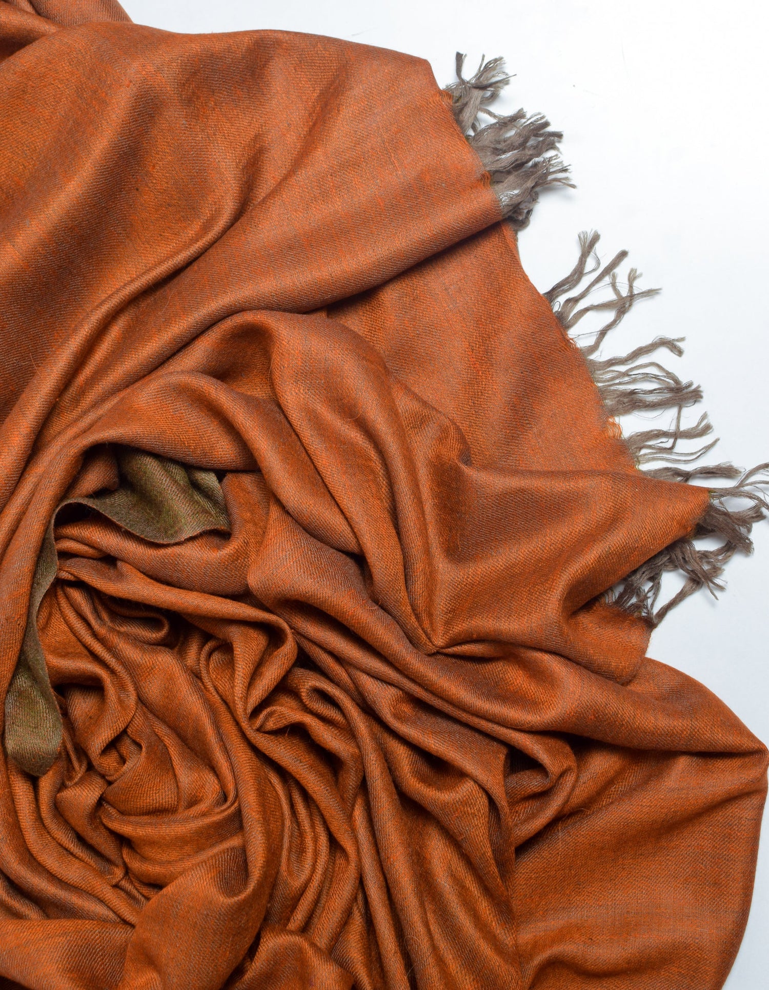 Olive Flame Handwoven Reversible Cashmere Pashmina Shawl - Kashmir Box