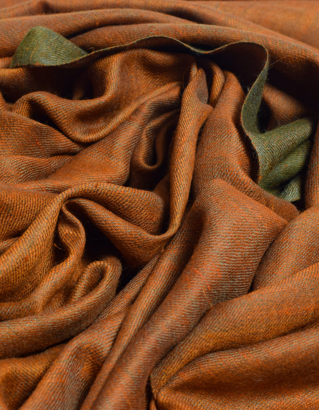 Olive Flame Handwoven Reversible Cashmere Pashmina Shawl - Kashmir Box