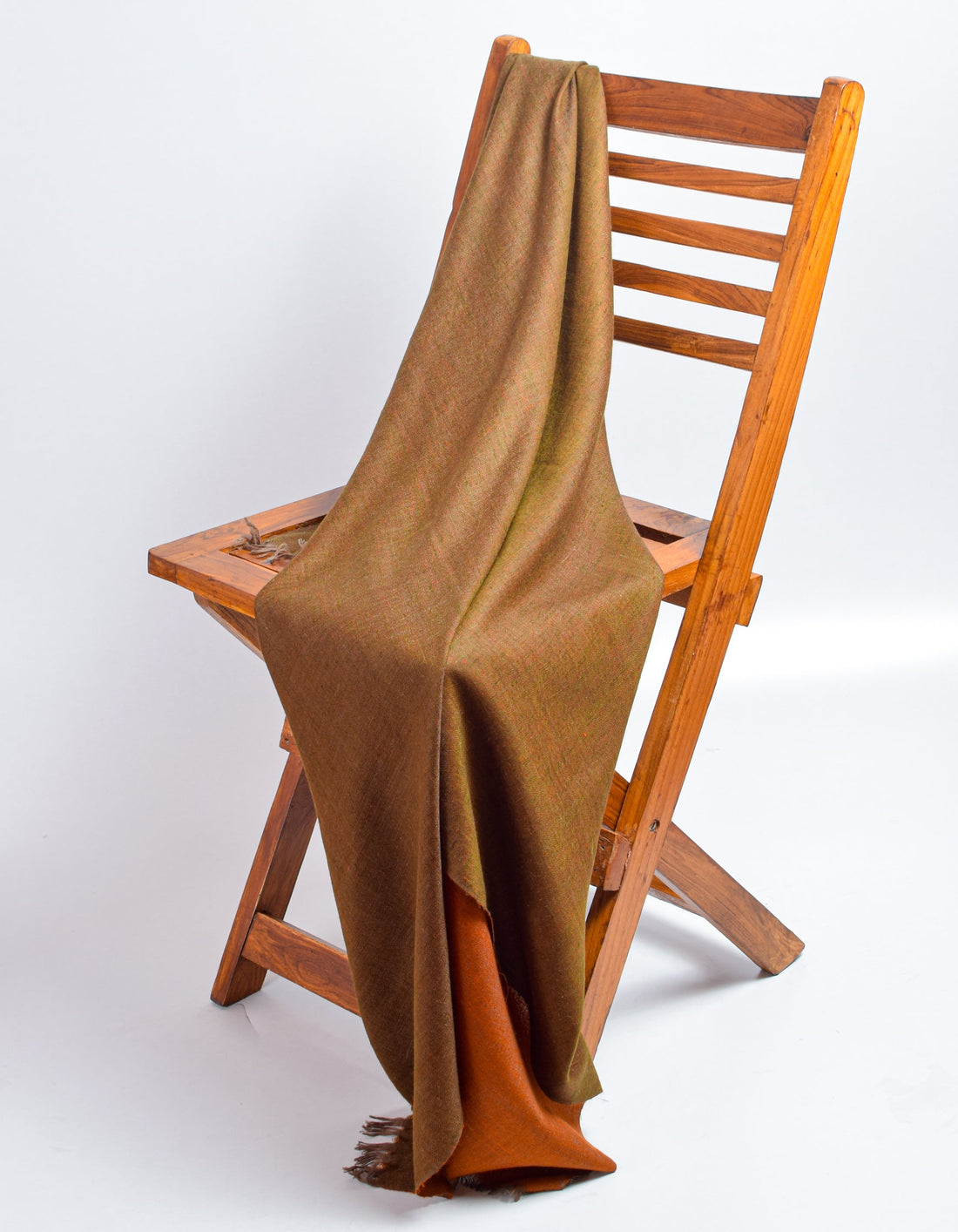 Olive Flame Handwoven Reversible Cashmere Pashmina Shawl - Kashmir Box