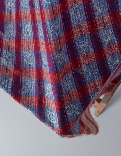 Multi-Pattern Check Handwoven Sozni Embroidered Cashmere Pashmina Stole