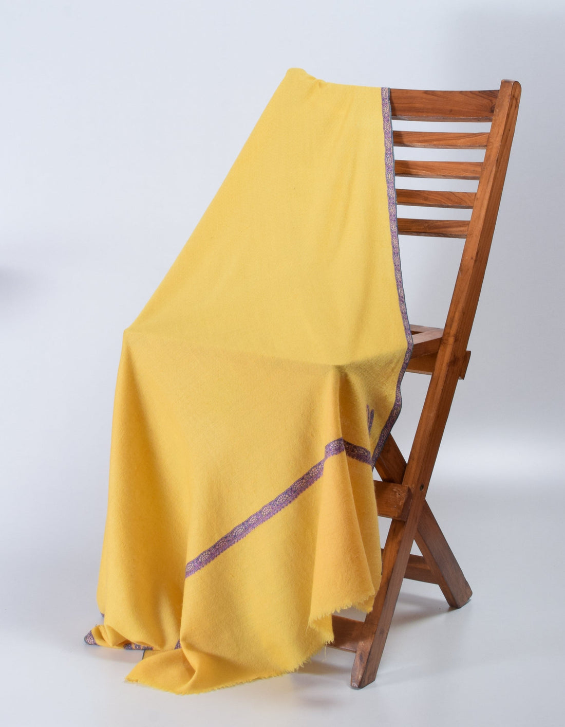 Sunshine Yellow Handwoven Sozni Embroidered Cashmere Pashmina Shawl