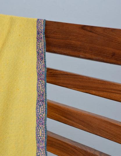 Sunshine Yellow Handwoven Sozni Embroidered Cashmere Pashmina Shawl - Kashmir Box