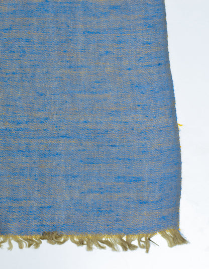 Kashmir-Blue Mustard Handwoven Reversible Cashmere Pashmina Shawl