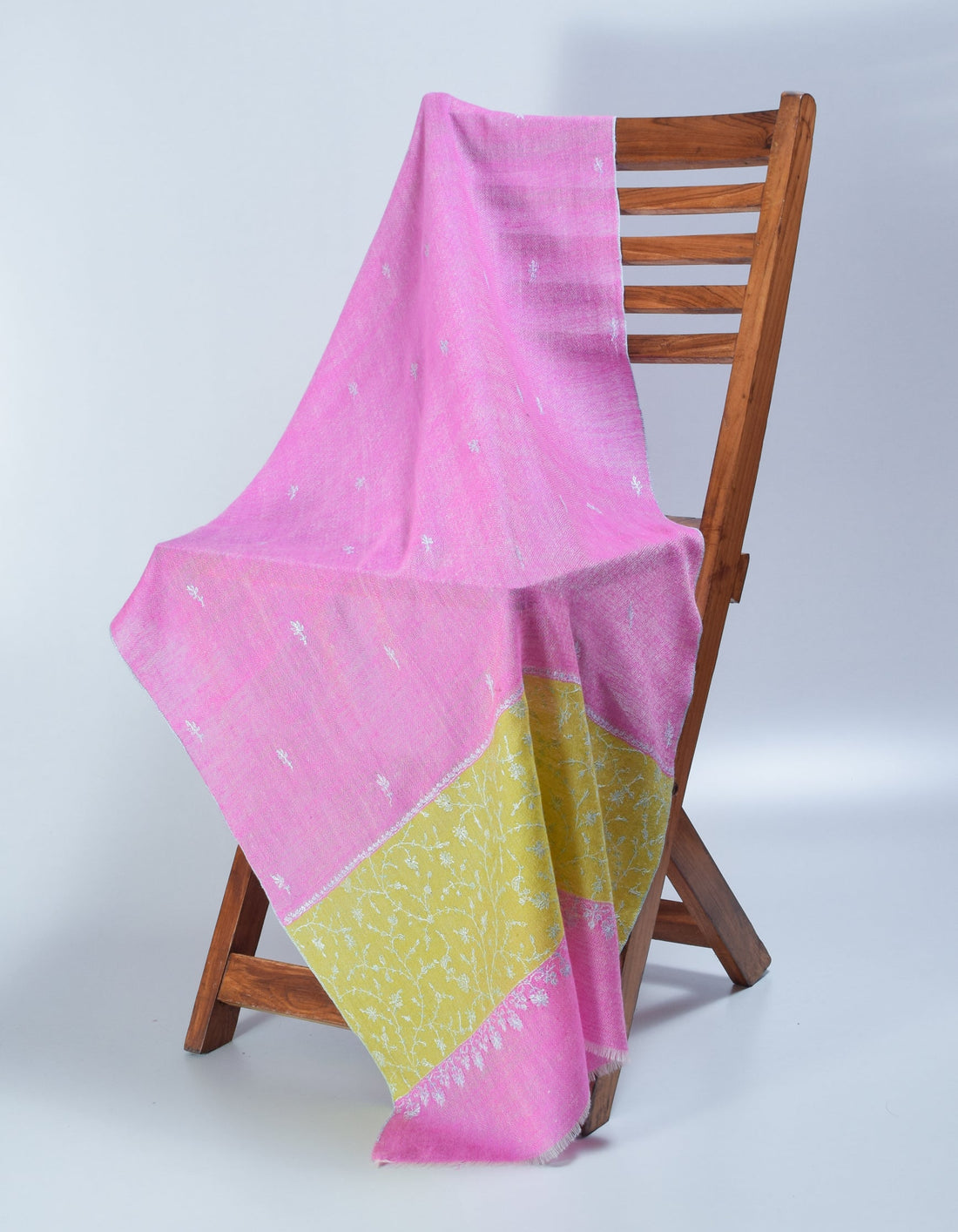 Lovely Pink Handwoven Palla Jaali Embroidered Cashmere Pashmina Stole