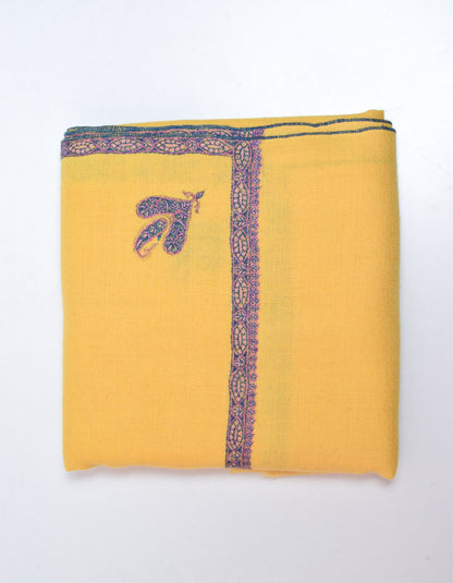 Sunshine Yellow Handwoven Sozni Embroidered Cashmere Pashmina Shawl