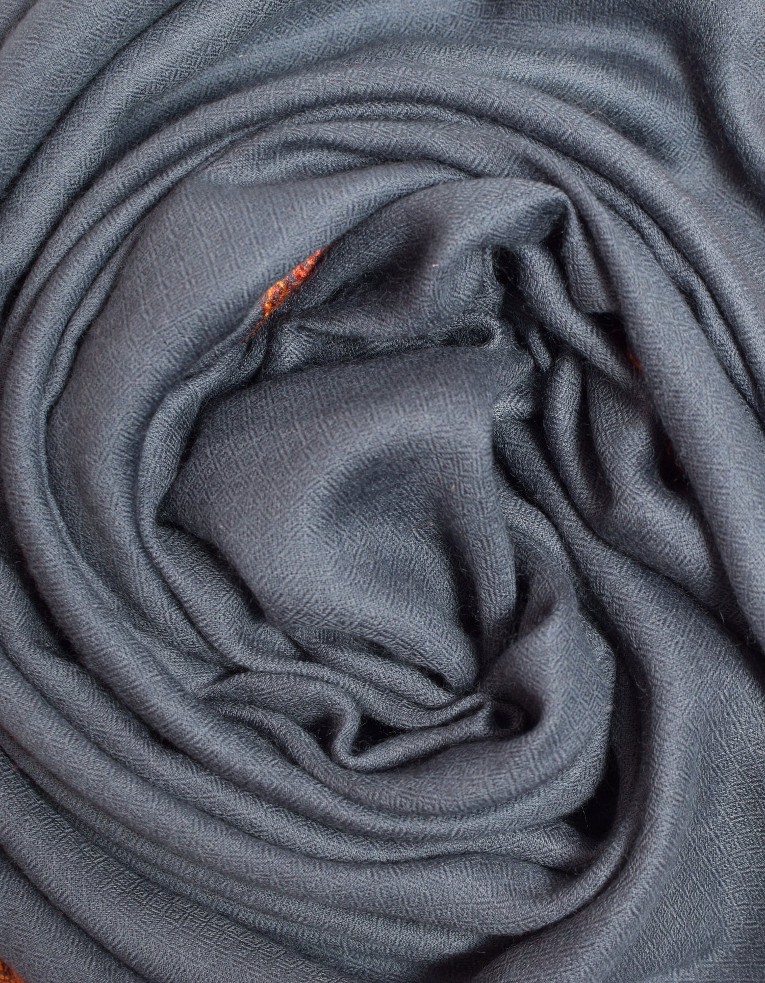 Cadet Grey Handwoven Border Embroidered Cashmere Pashmina Shawl