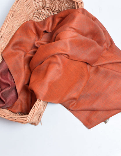 Persian Apricot Handwoven Reversible Cashmere Pashmina Shawl