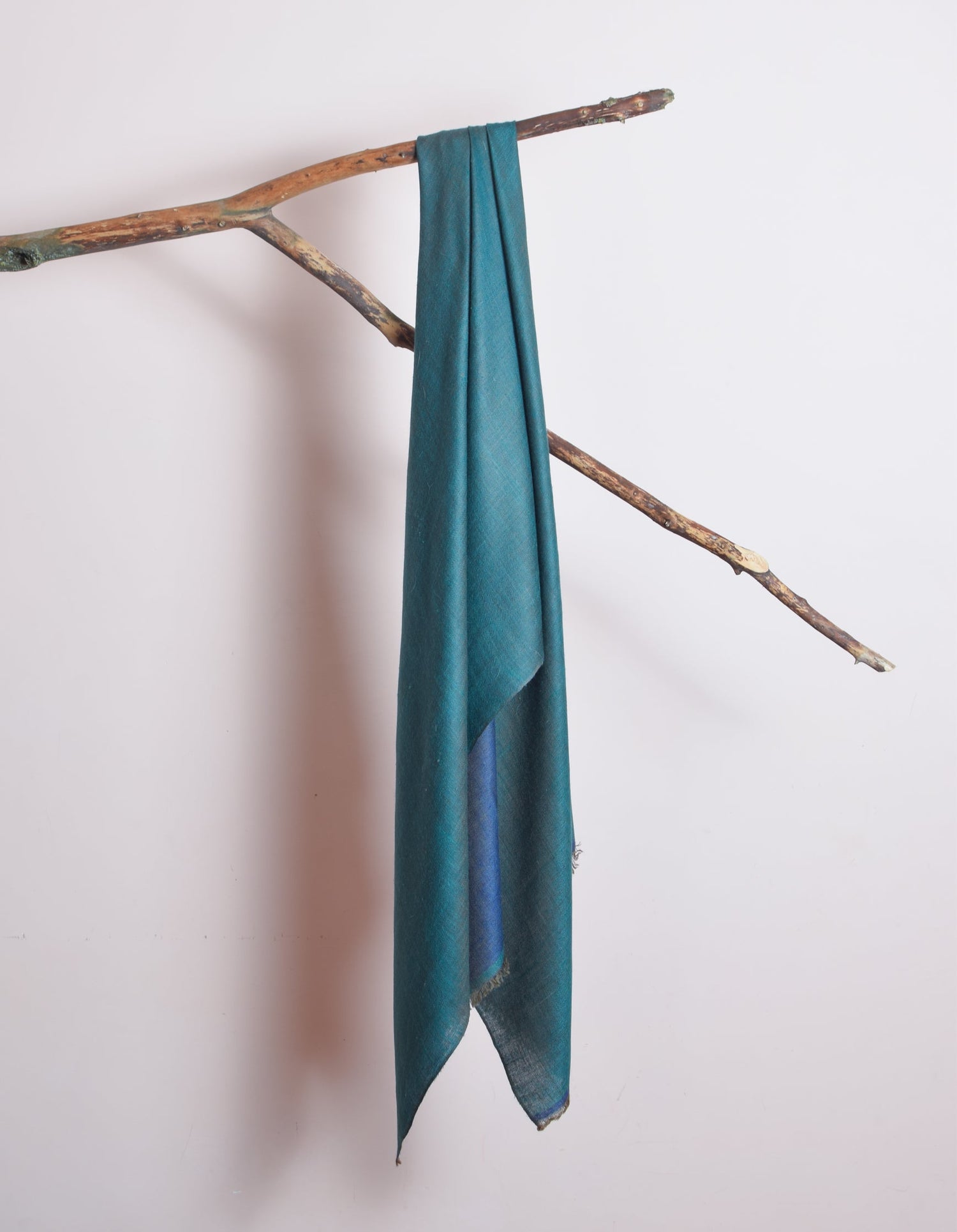 Bluish Teal Handwoven Reversible Cashmere Pashmina Shawl