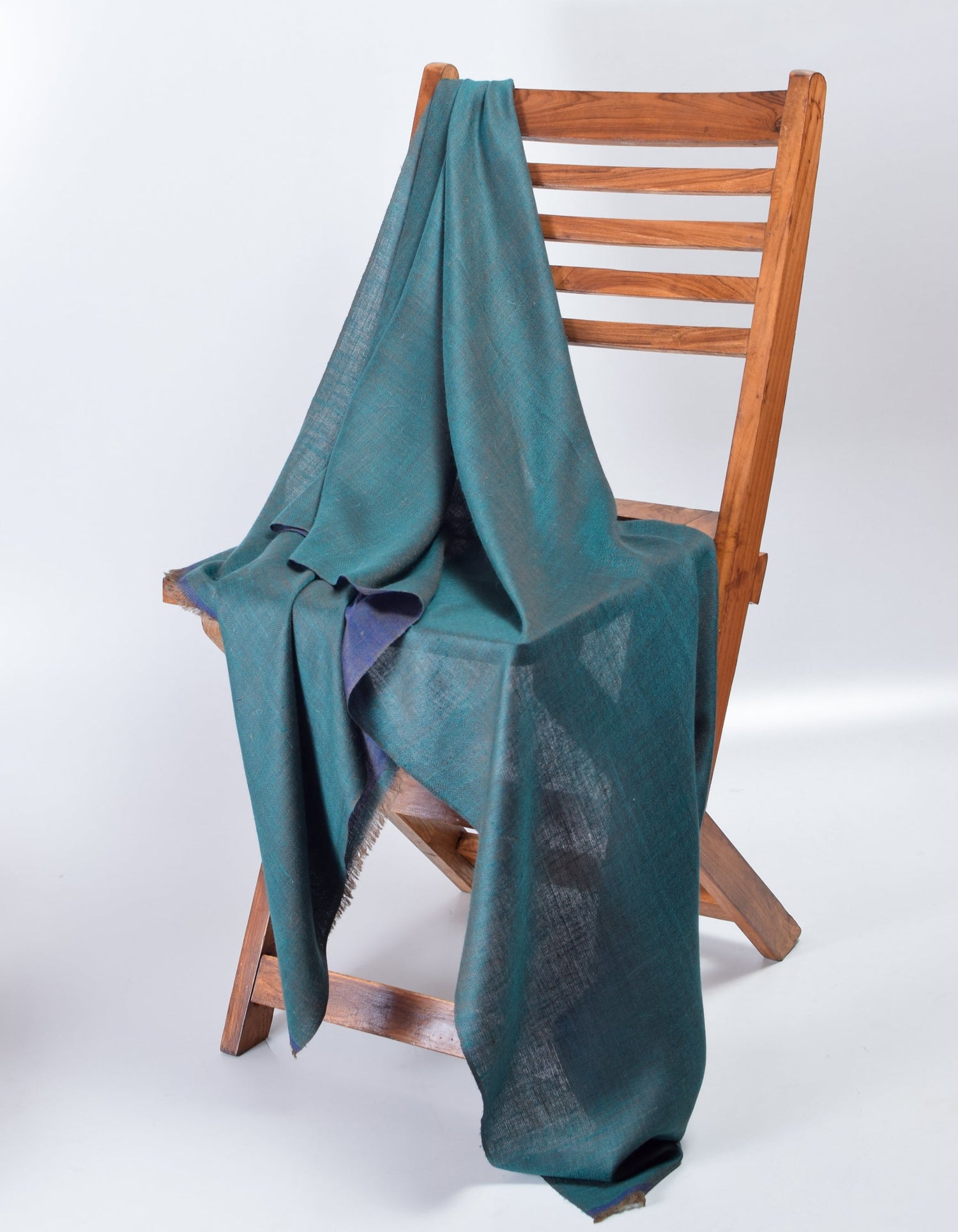 Bluish Teal Handwoven Reversible Cashmere Pashmina Shawl