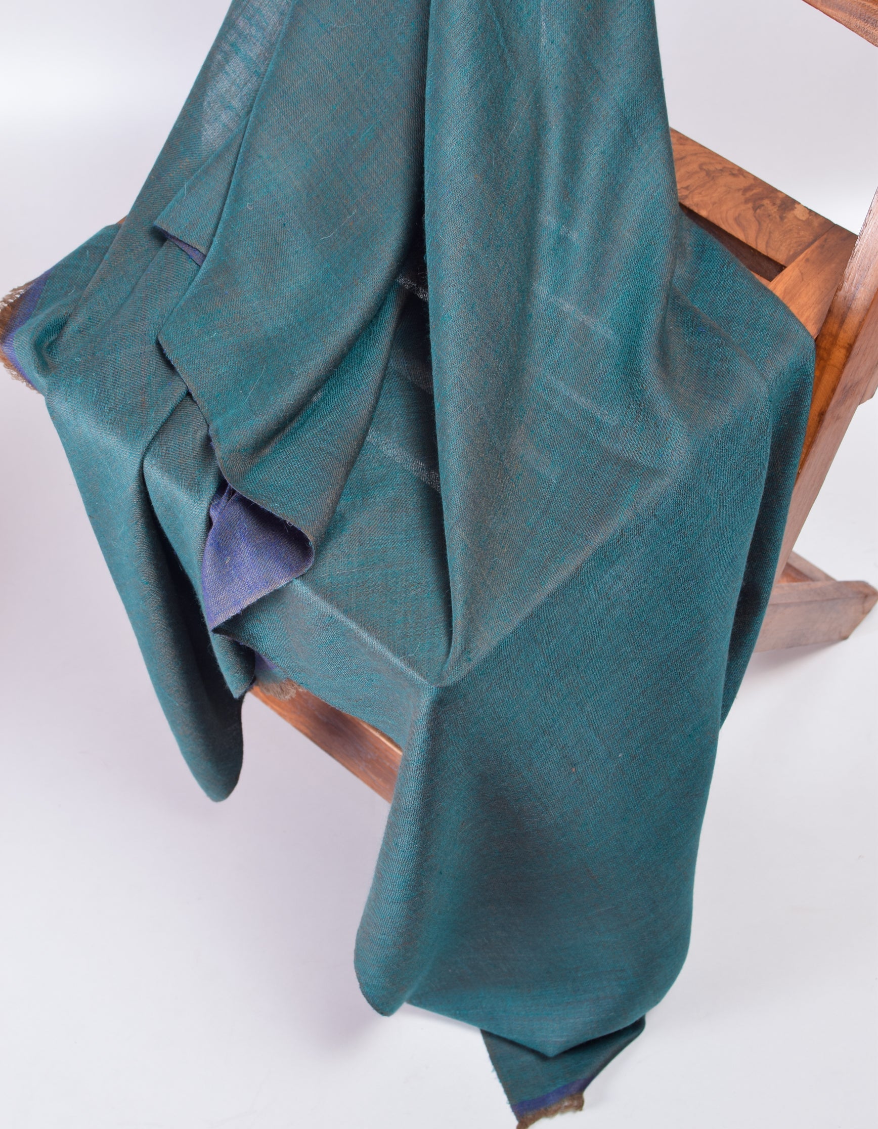 Bluish Teal Handwoven Reversible Cashmere Pashmina Shawl