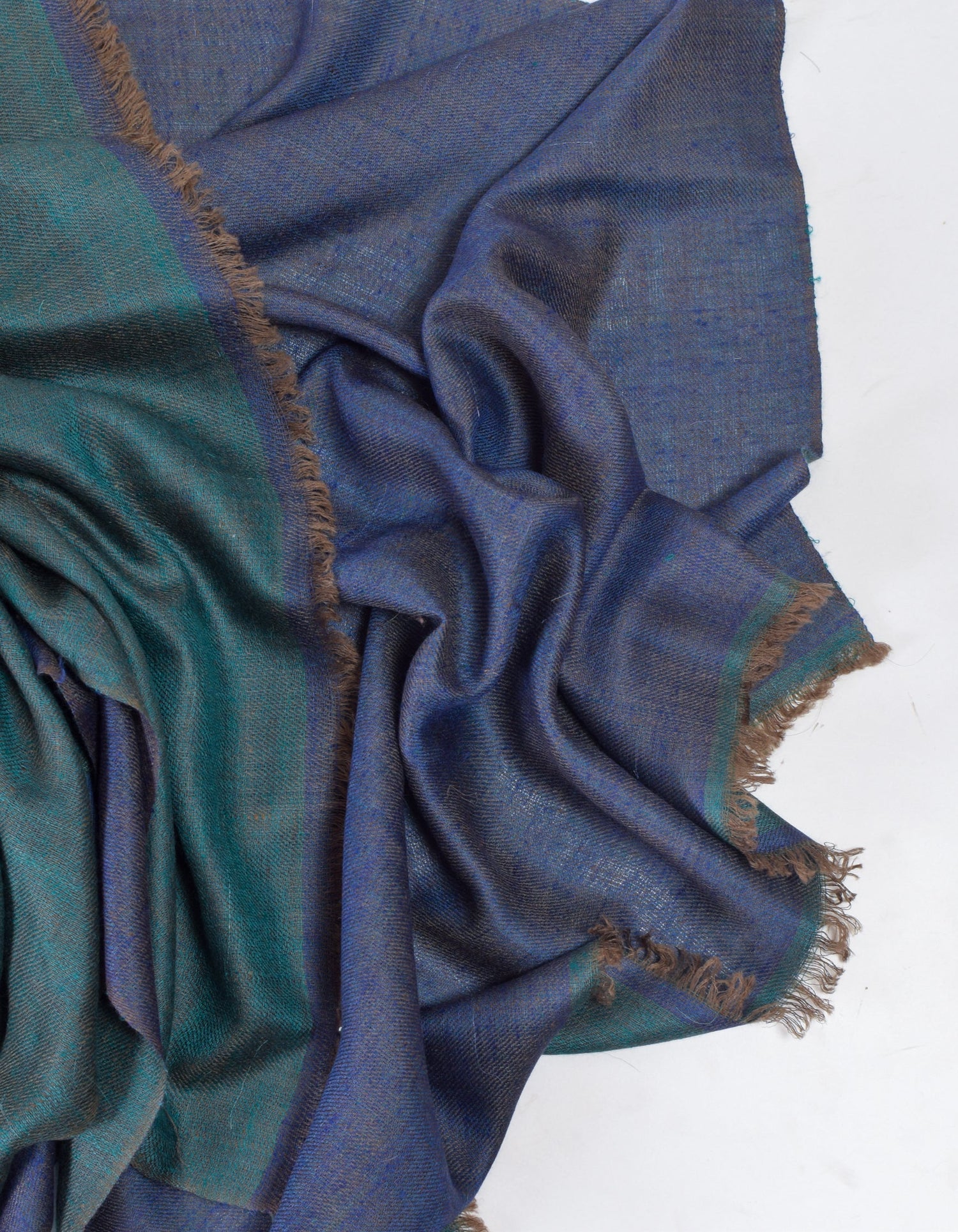 Bluish Teal Handwoven Reversible Cashmere Pashmina Shawl