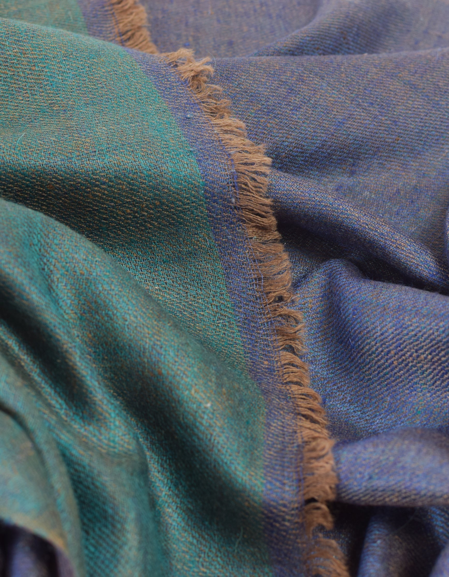 Bluish Teal Handwoven Reversible Cashmere Pashmina Shawl