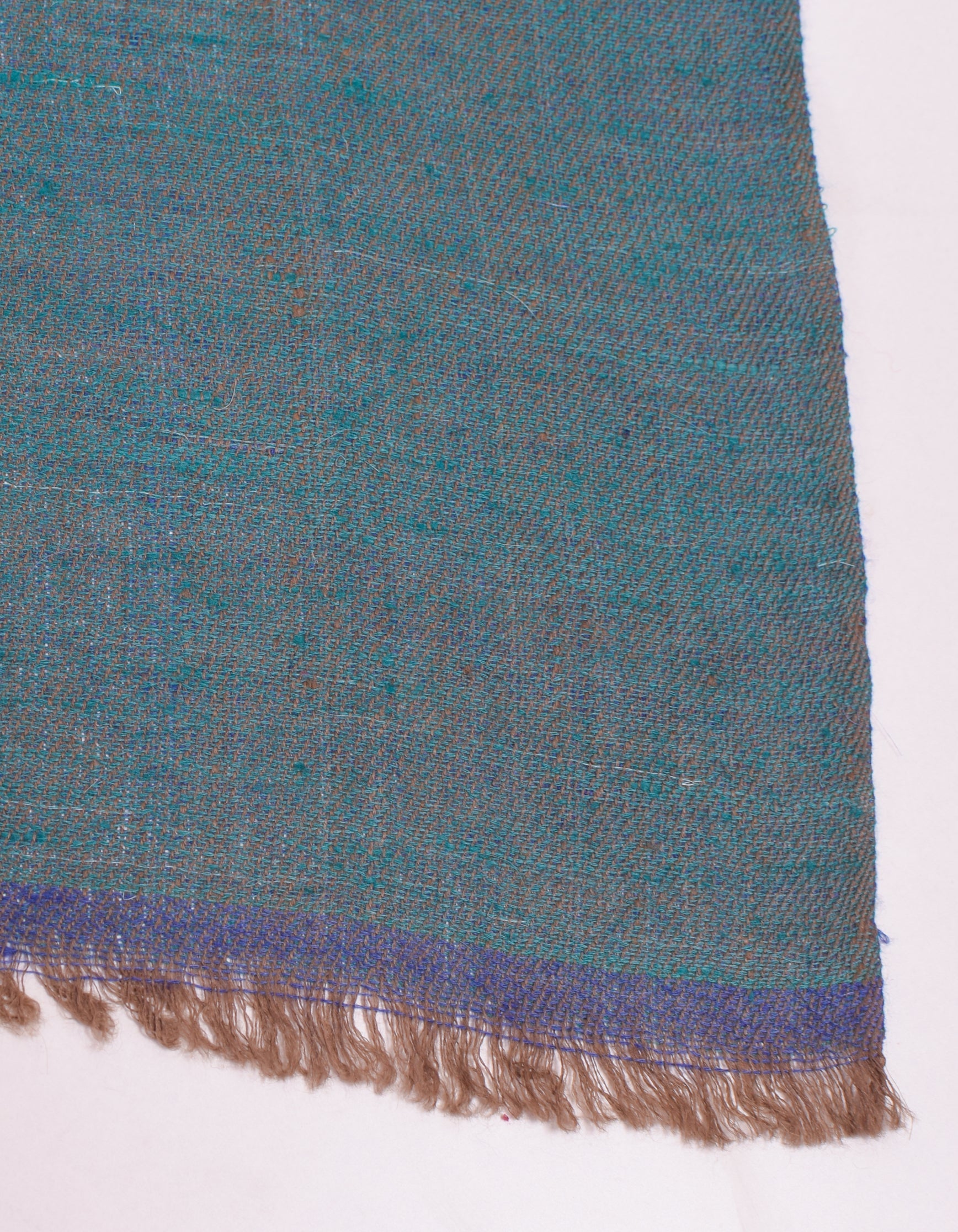 Bluish Teal Handwoven Reversible Cashmere Pashmina Shawl