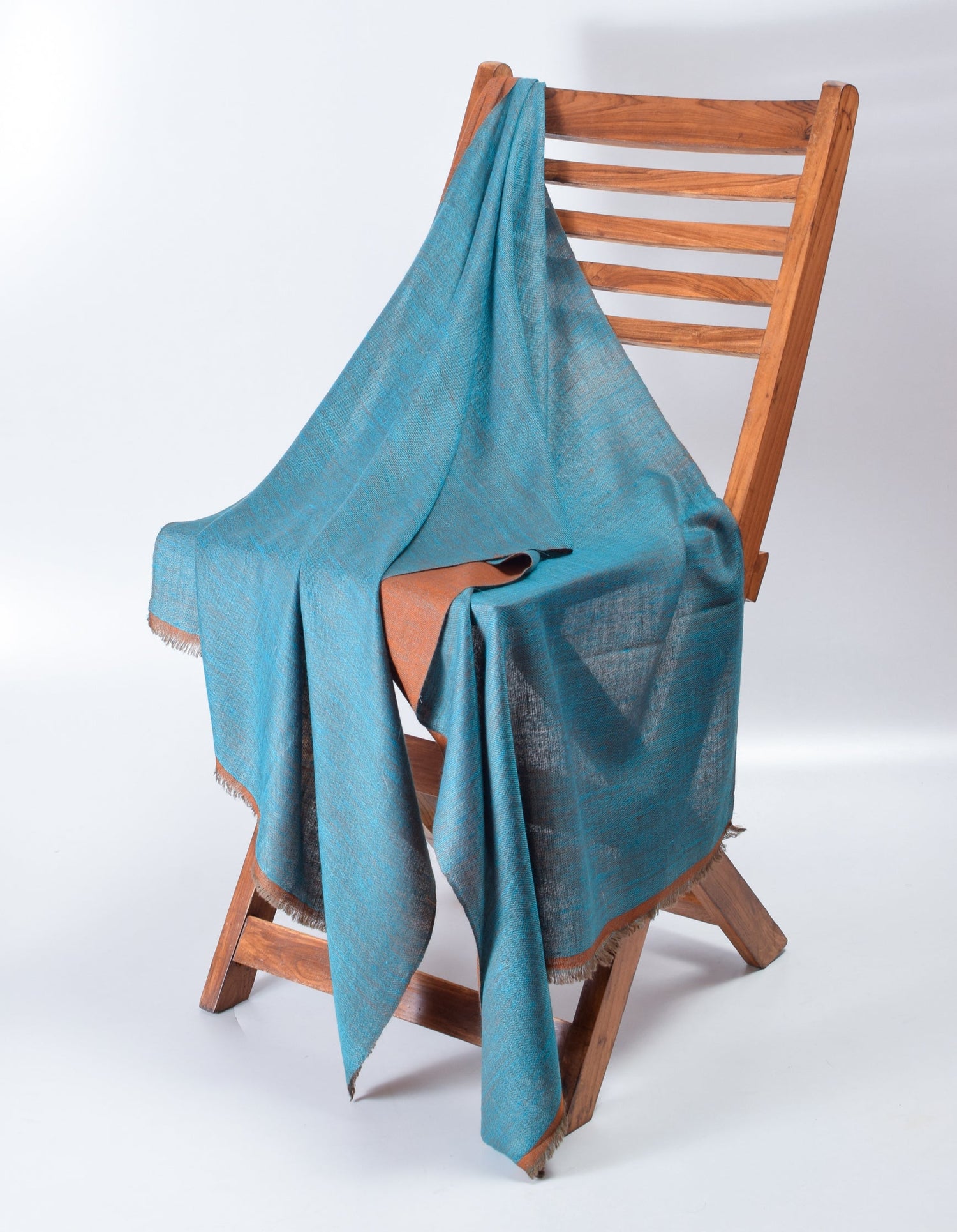 Marmalade Blue Handwoven Reversible Cashmere Pashmina Stole