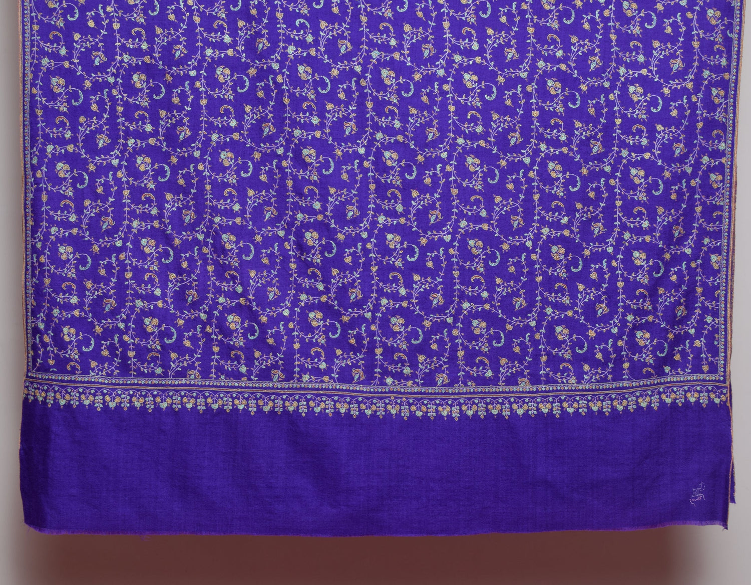 Royal Purple Handwoven Embroidered Cashmere Pashmina Shawl