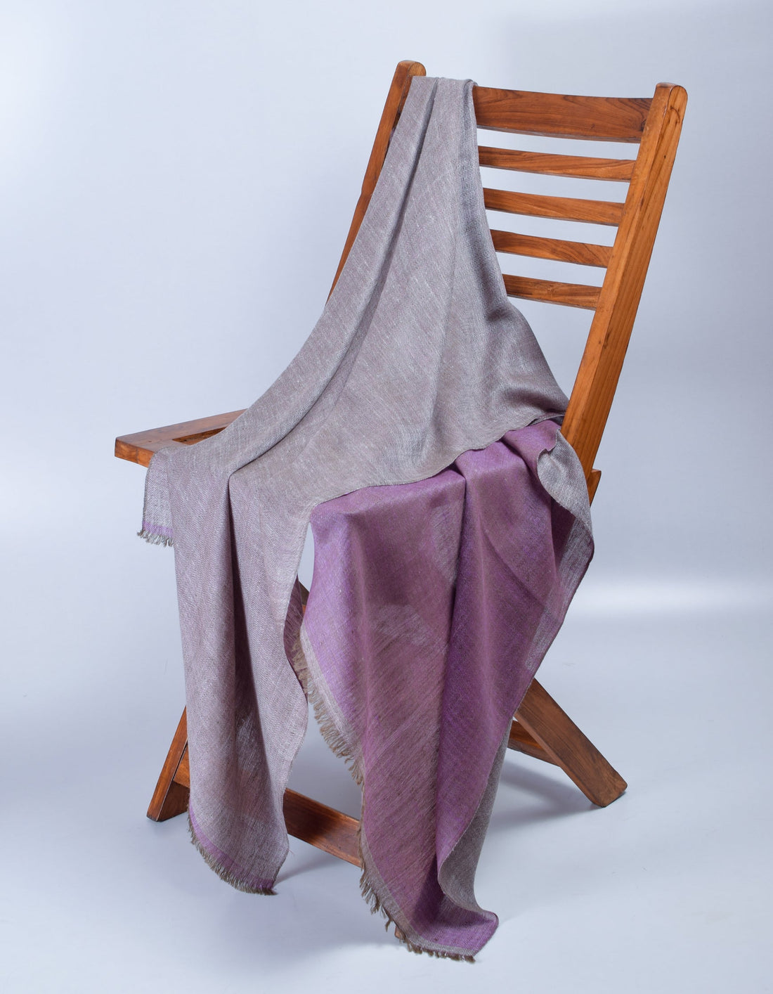Saffron Grey Handwoven Reversible Cashmere Pashmina Stole - Kashmir Box