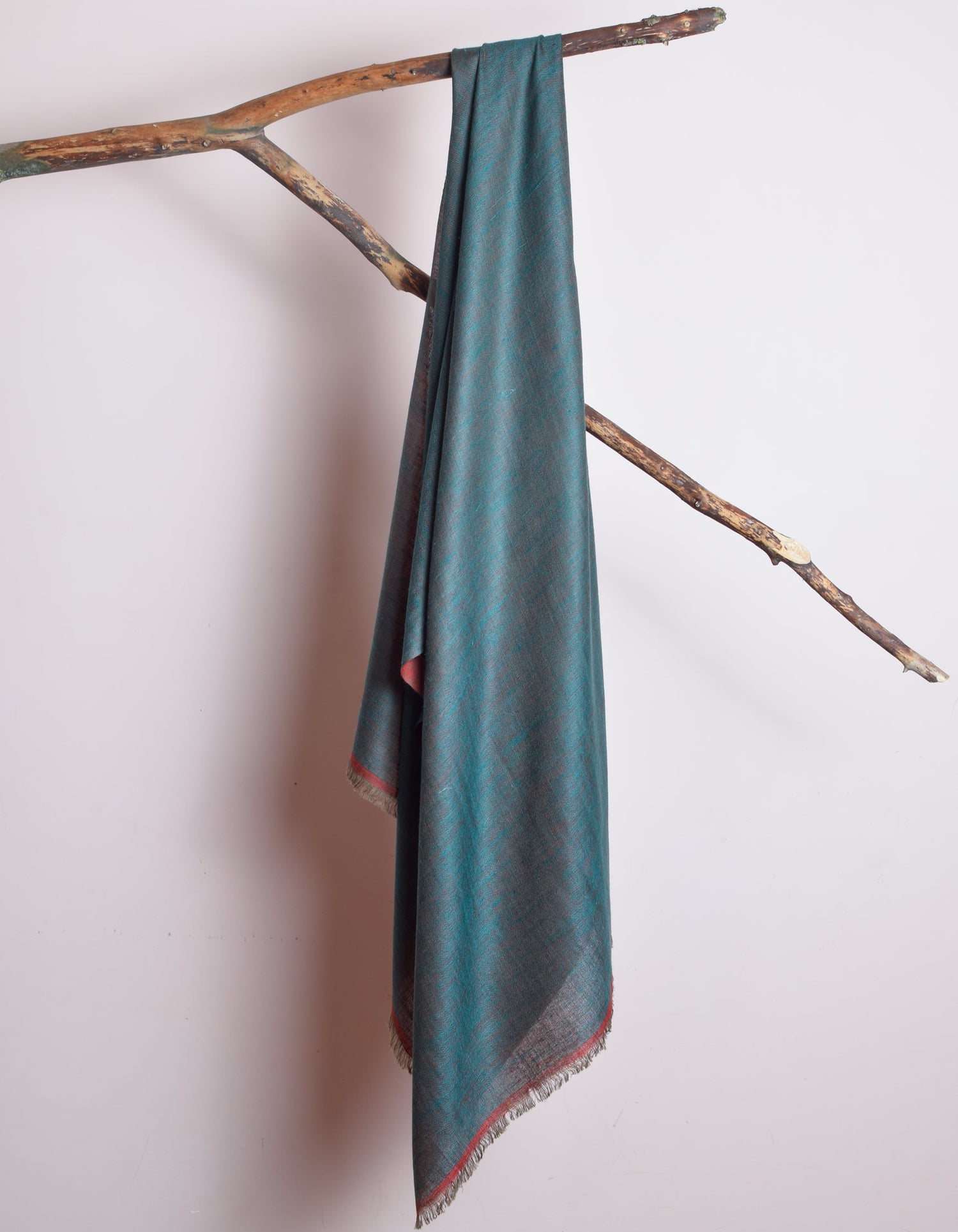 Scarlet Teal Handwoven Reversible Cashmere Pashmina Stole