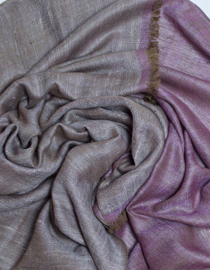 Saffron Grey Handwoven Reversible Cashmere Pashmina Stole - Kashmir Box