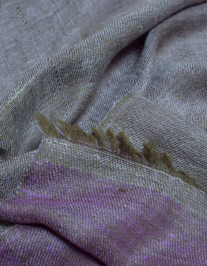 Saffron Grey Handwoven Reversible Cashmere Pashmina Stole - Kashmir Box