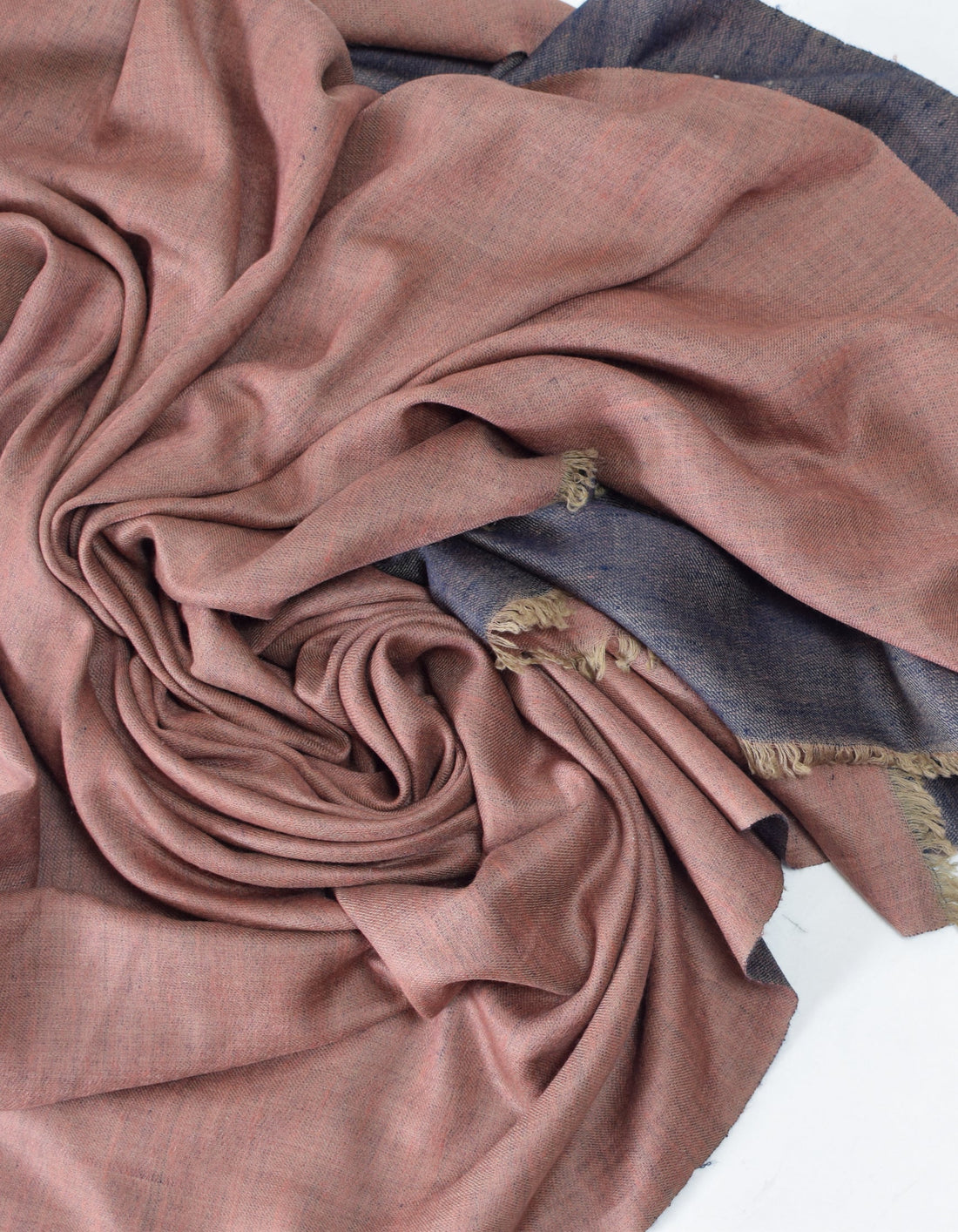 Navy Rose Handwoven Reversible Cashmere Pashmina Shawl - Kashmir Box