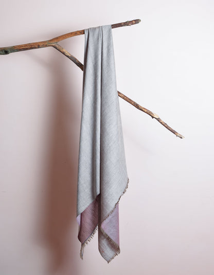 Rose Grey Handwoven Reversible Cashmere Pashmina Shawl