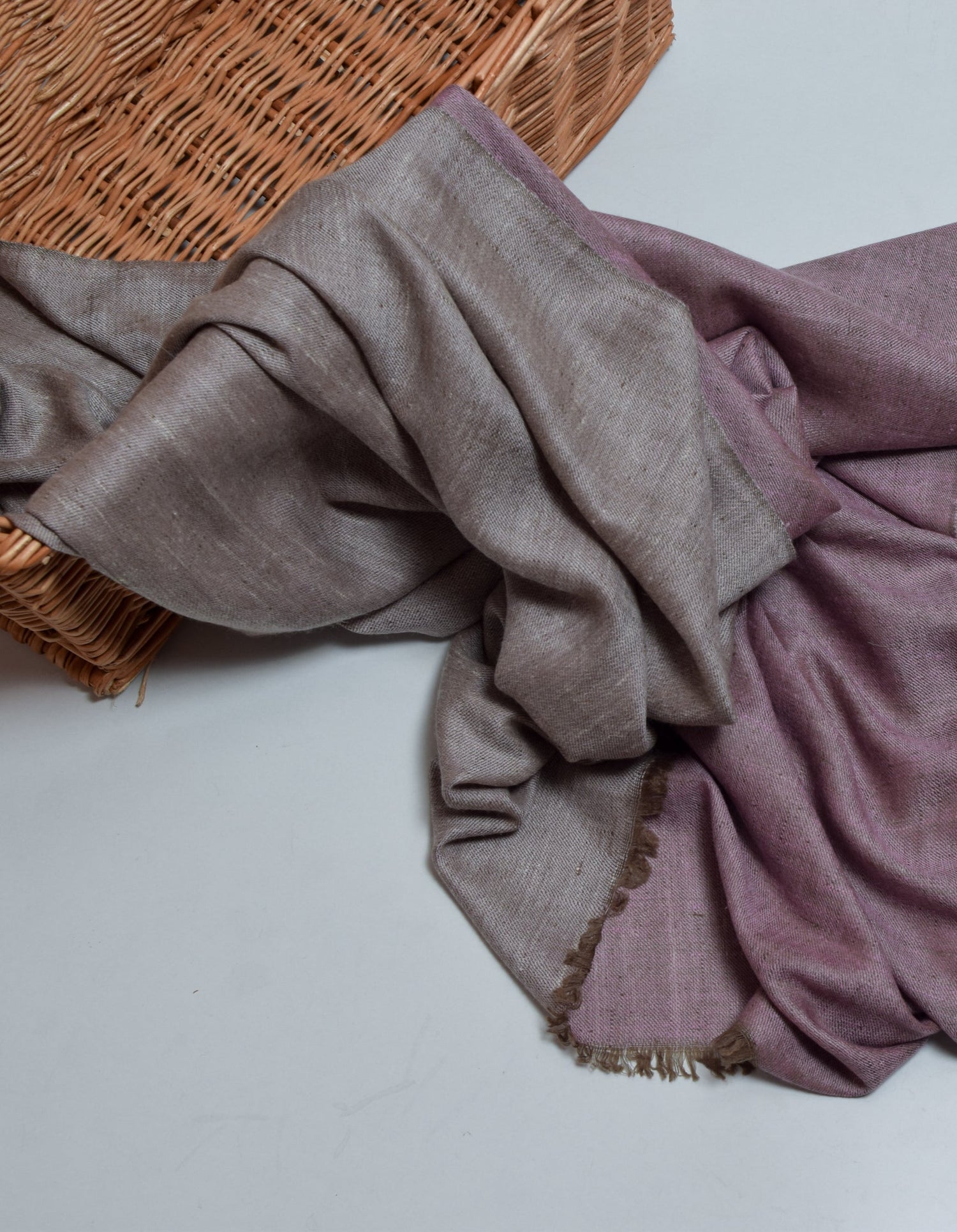 Rose Grey Handwoven Reversible Cashmere Pashmina Shawl - Kashmir Box