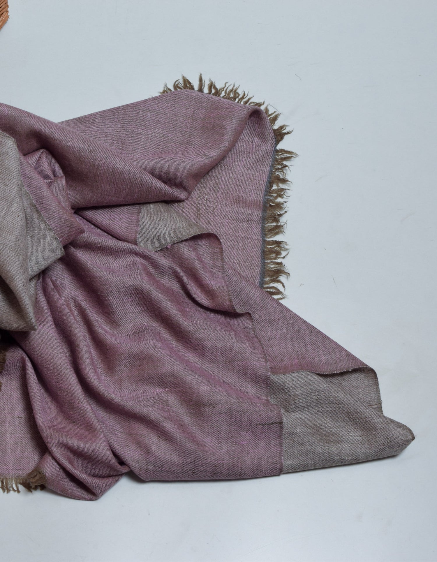 Rose Grey Handwoven Reversible Cashmere Pashmina Shawl - Kashmir Box