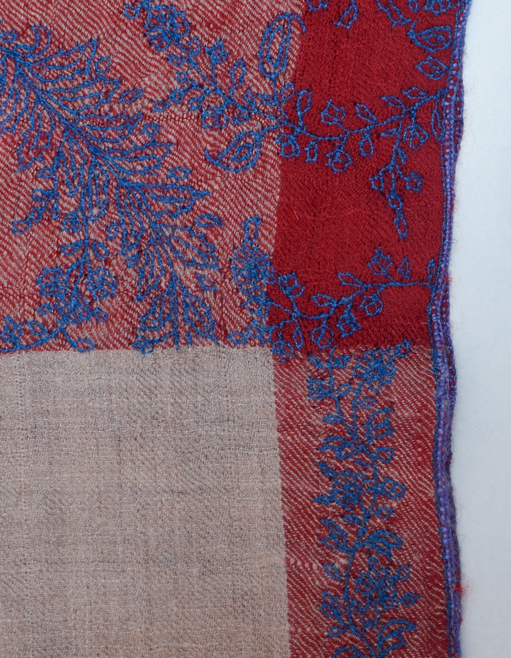 Light Greyish-Brown Handwoven Embroidered Cashmere Pashmina Shawl