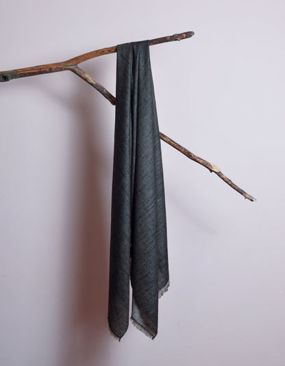 Natural Grey Black Handwoven Reversible Cashmere Pashmina Stole