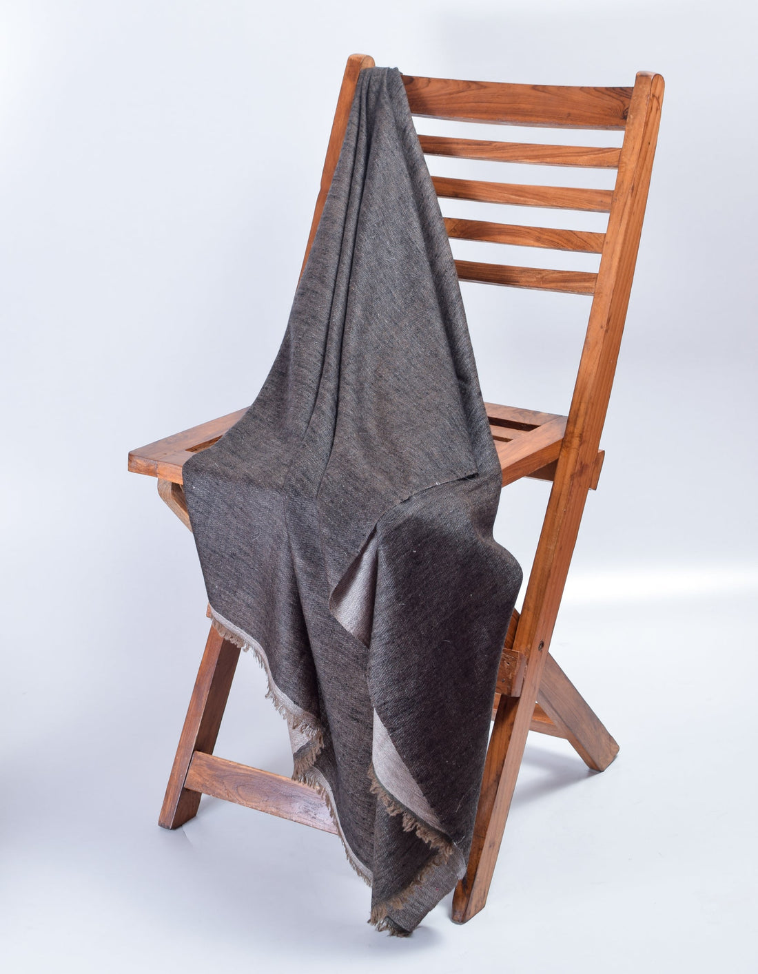 Natural Grey Black Handwoven Reversible Cashmere Pashmina Stole