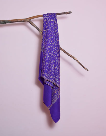 Royal Purple Handwoven Embroidered Cashmere Pashmina Shawl