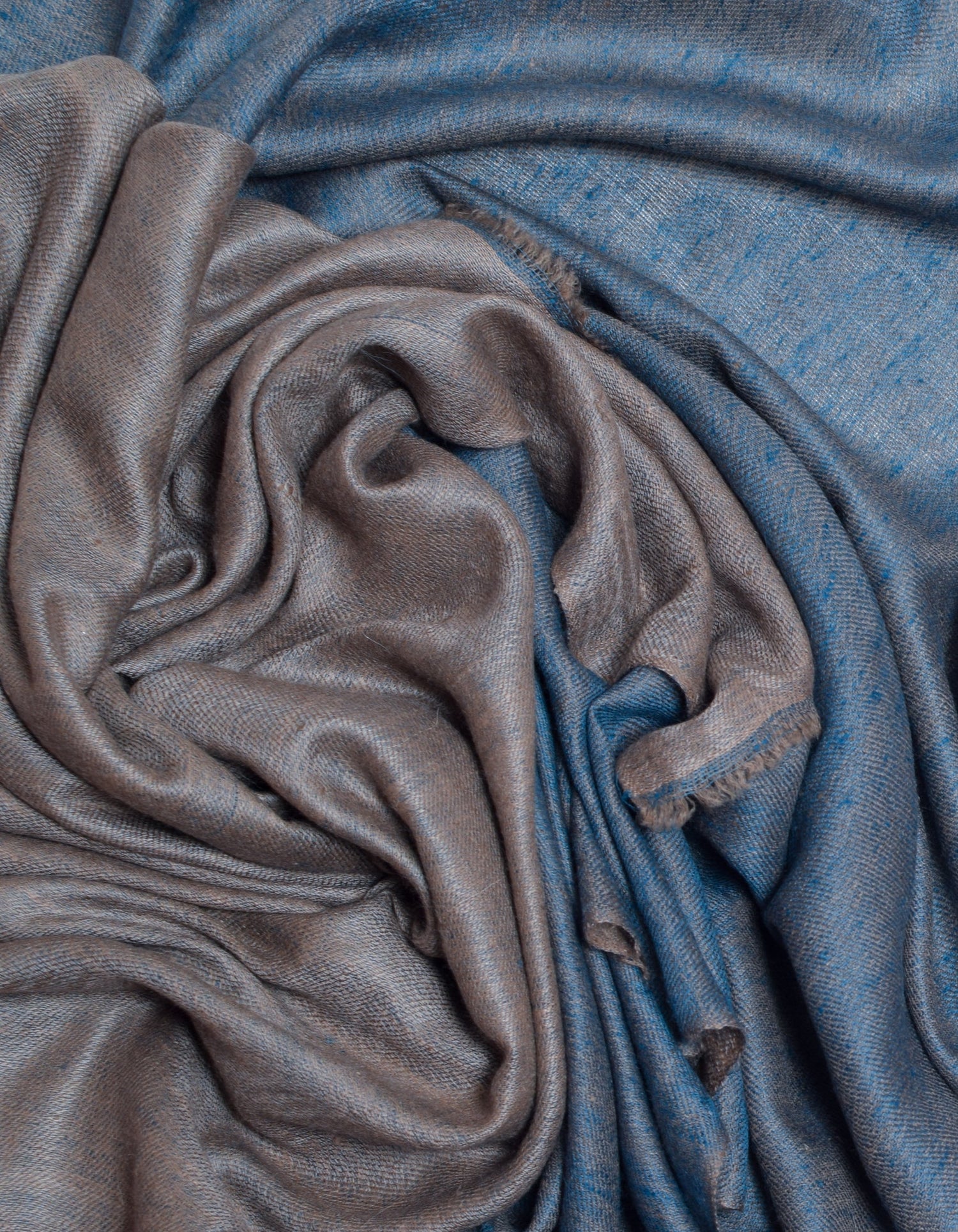 Khaki Blue Handwoven Reversible Cashmere Pashmina Stole