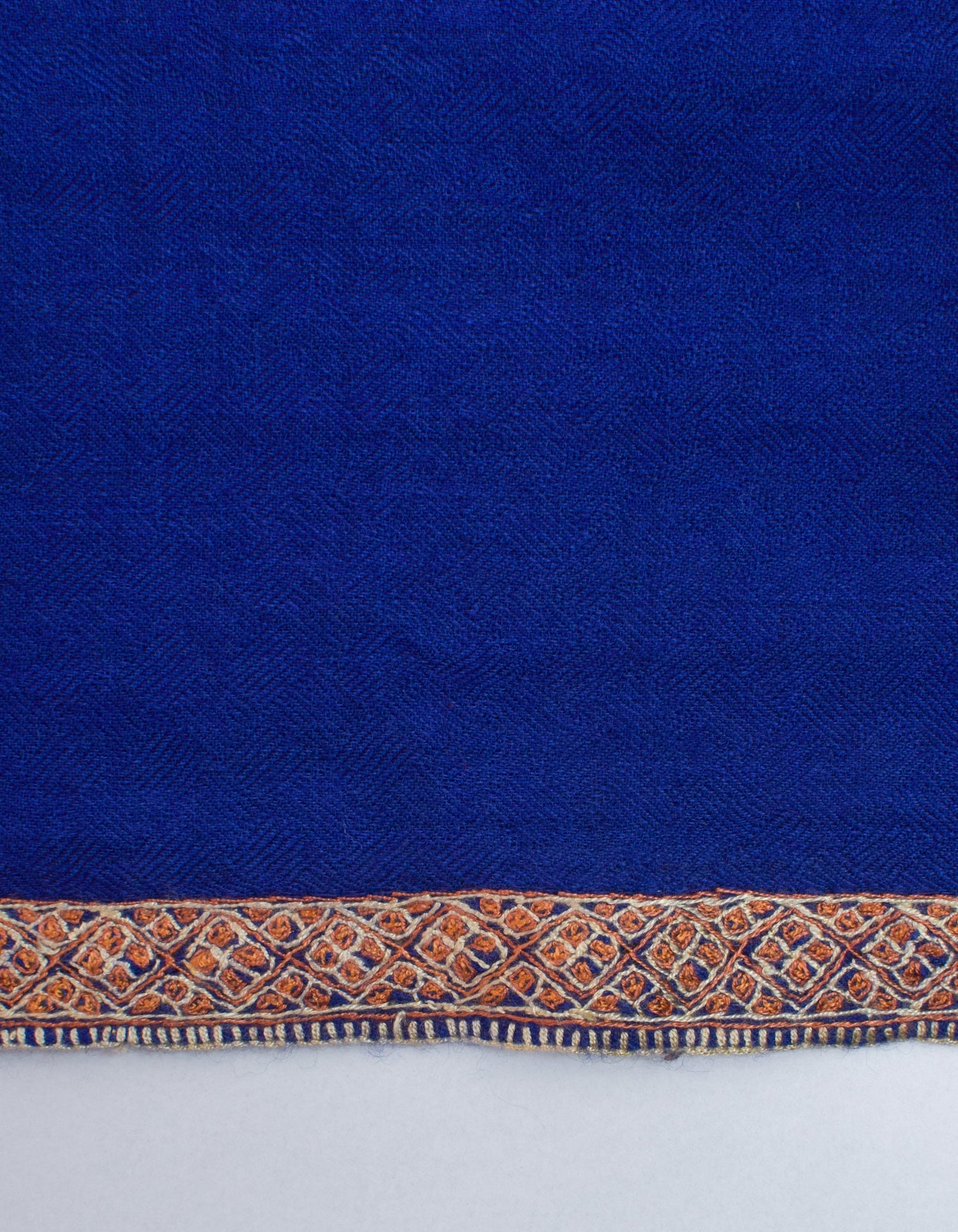 Royal Blue Handwoven Sozni Border Embroidered Cashmere Pashmina Stole