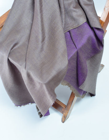 Indigo Grey Handwoven Reversible Cashmere Pashmina Stole